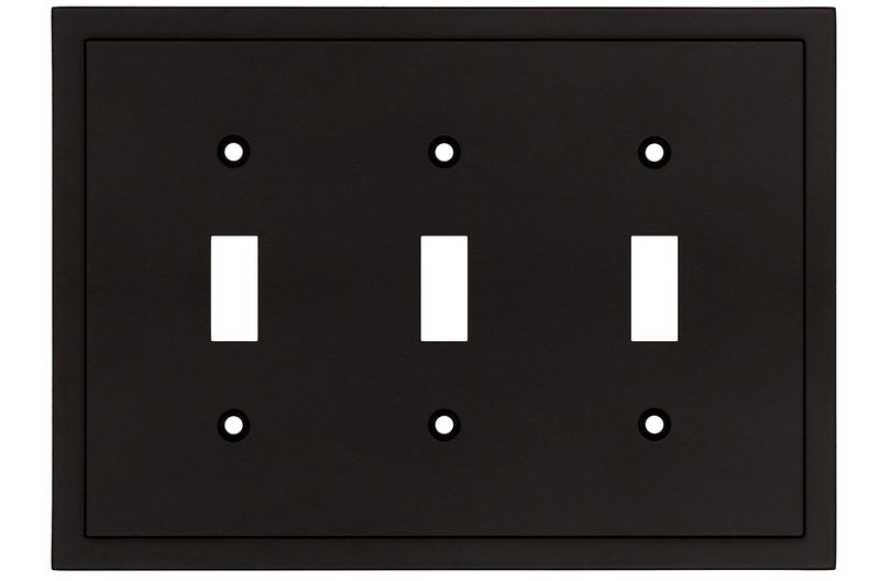Henne Bery Modern Edge Decorative Wall Plate Switch Plate Outlet Cover, Durable Solid Zinc Alloy (Triple Toggle, Matte Black) - Image 1